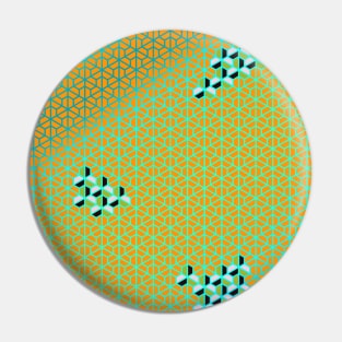 Hexagonal stunning geometric pattern: Bishamon Kikko, green tones Pin