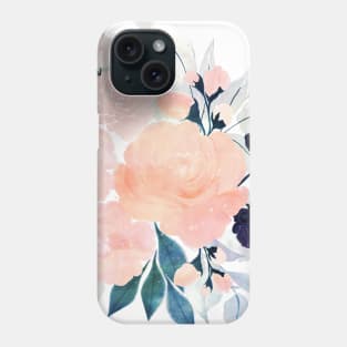 Elegant Blue Pink Mint Flowers Watercolor Floral Phone Case