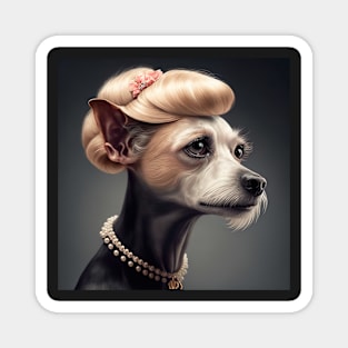 Unreal dog humanoid Lady Hepburn style Magnet