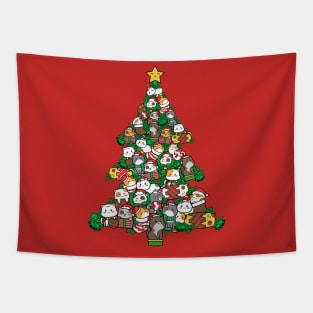 Cat Doodle Christmas Tree Tapestry