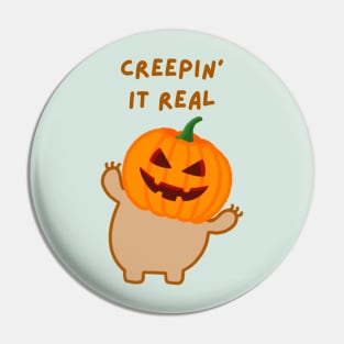 Keeping It Real Halloween Pumpkin Head Sloth Pin