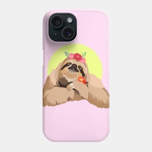 Spirit Animal Sloth with Wildflowers Phone Case