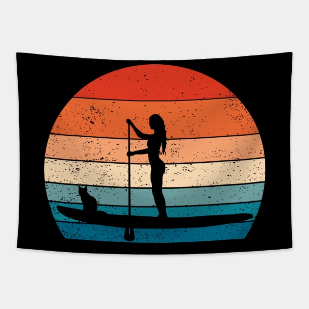 Paddleboard Cat Tapestry by MARKBAY Shop