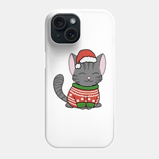 Christmas Sweater Black Tabby Cat Phone Case