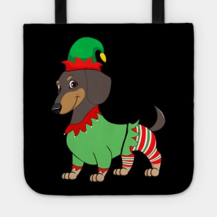 Dachshund In Elf Costume Christmas Shirt Tote