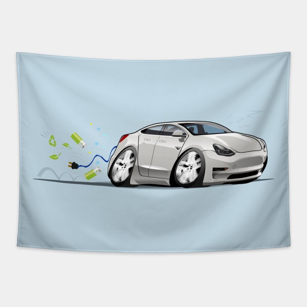 Cartoon electric car Tapestry by Mechanik