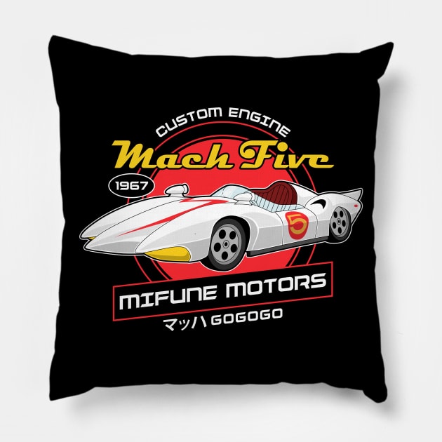 Mach Five - Mifune Motors - Speed Racer Pillow by Sachpica