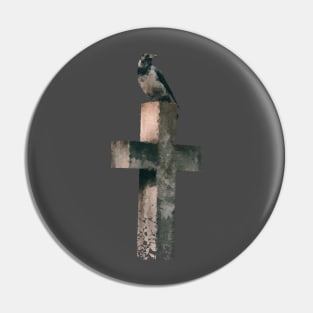 Low Poly Crow on Grave Pin