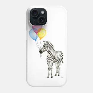 Zebra with Rainbow Balloons Phone Case