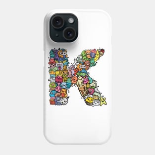 Alphabet Monster Doodle Letter K Monogram Phone Case