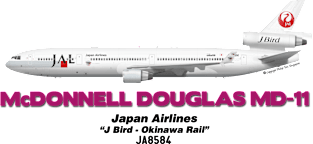 McDonnell Douglas MD-11 - Japan Airlines "J Bird - Okinawa Rail" Magnet