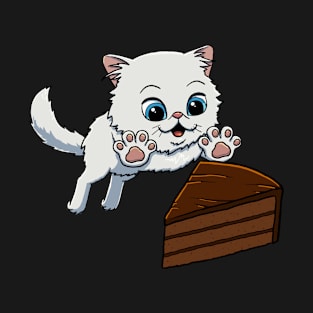 Persian Cat excited to eat Chocolate Cake T-Shirt