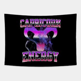 Capricorn Energy Retro Lightning Zodiac Sign Birthday Astrology Tapestry