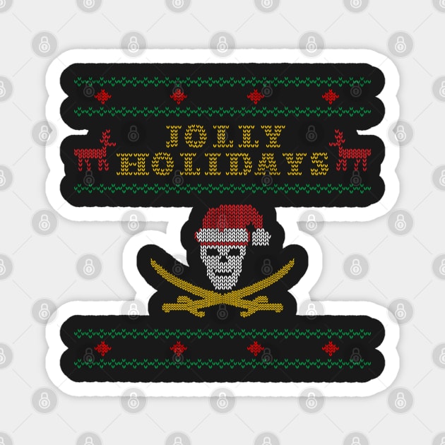 Jolly Holidays Pirate Ugly Christmas Shirt Magnet by dutchlovedesign