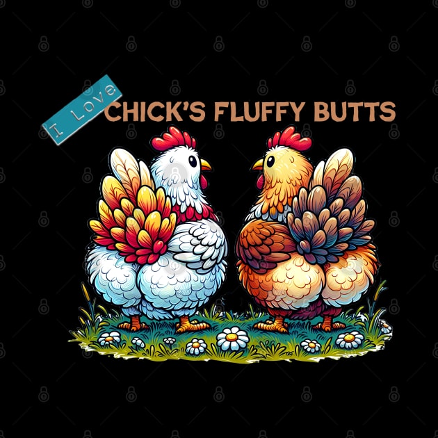 I love Chicks Fluffy Butts (This graphic will be on the back of your garment) by DaysMoon