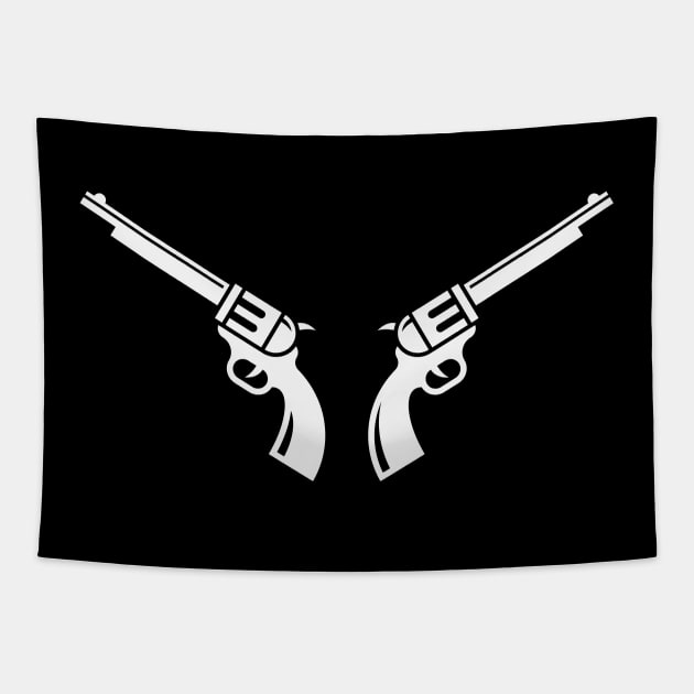 Two Revolvers (Colts / Cowboy / Sheriff) White Tapestry by MrFaulbaum