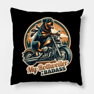 Biker Rottweiler Pillow