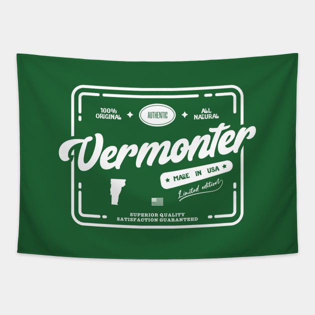 Original Vermonter Cool Vintage Light Stamp Print Vermont Resident Gift Tapestry by Space Surfer 