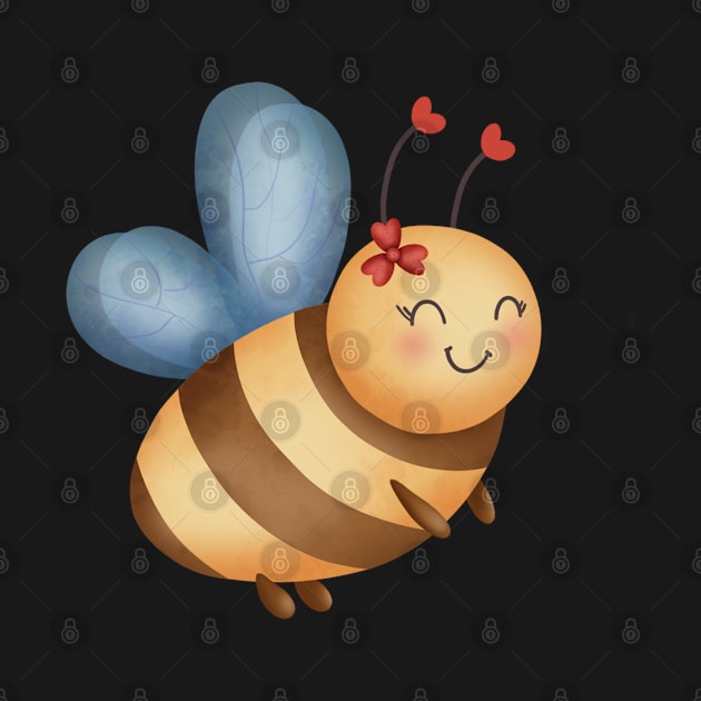 Cute Bee With Flower by EL-Lebedenko