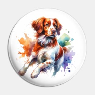 Brittany Watercolor Painting - Beautiful Dog Pin