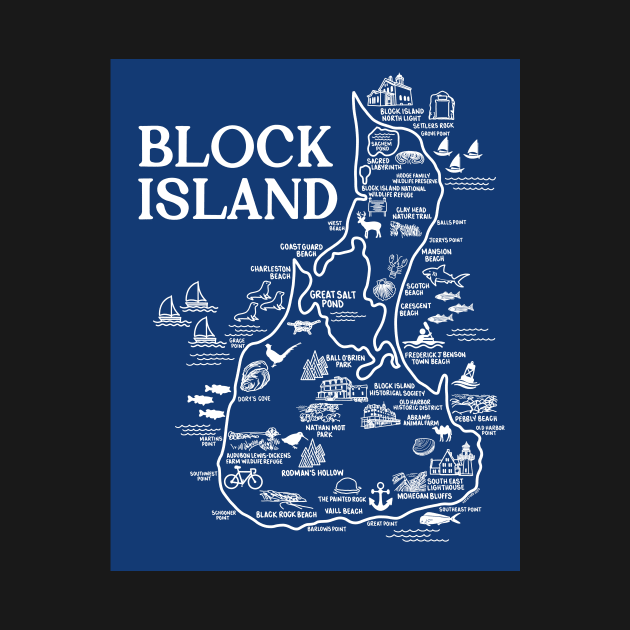 Block Island Map Art by fiberandgloss