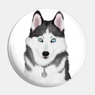 Cute Husky Drawing Pin