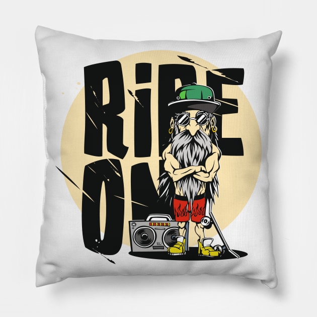 Big Daddy with Radio | Ride On Typography series Pillow by Whatastory