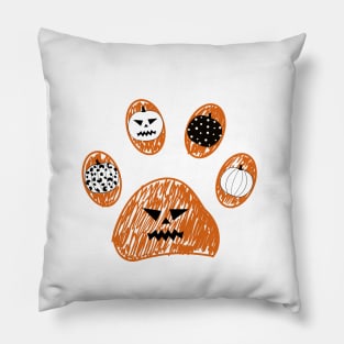 Dooddle paw print with pumpkin Pillow