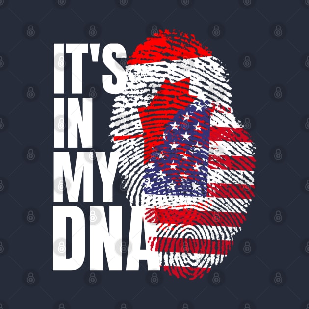 Canadian And American Mix DNA Heritage Flag Gift T-Shirt by Just Rep It!!