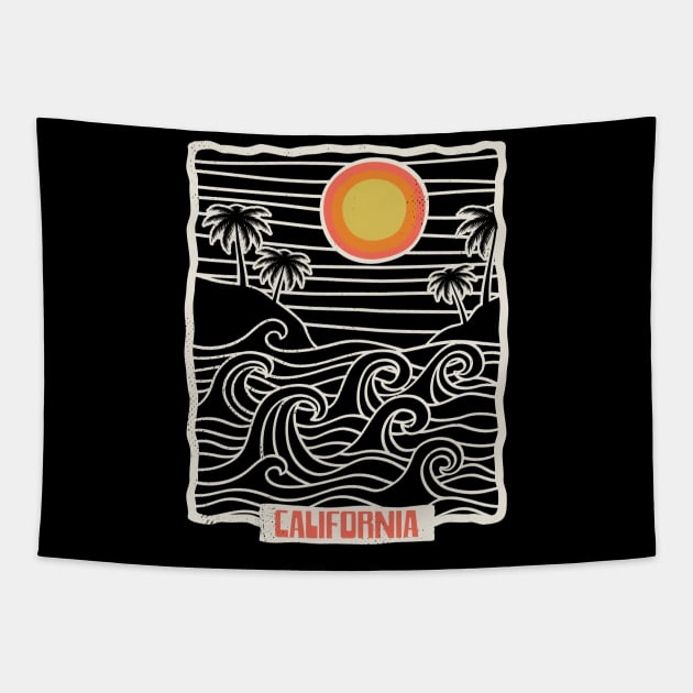 California Surfing Tapestry by susanne.haewss@googlemail.com