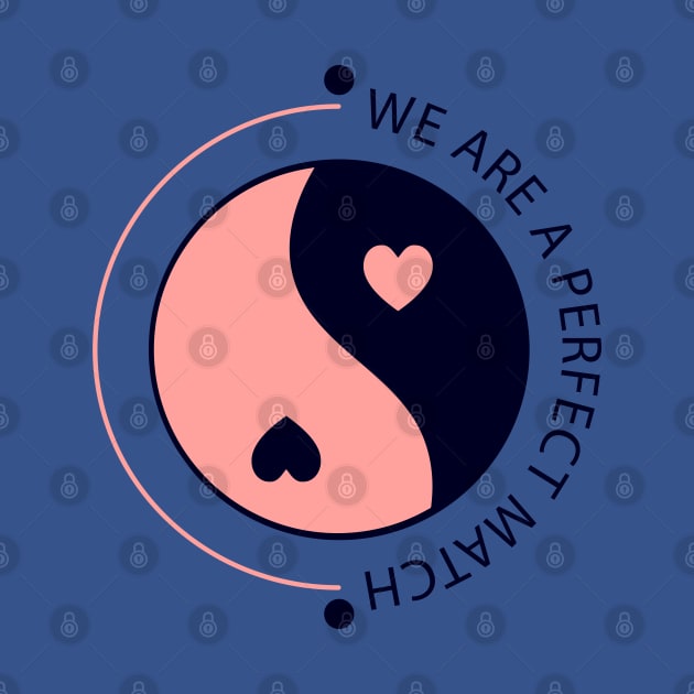 We Are a Perfect Match Yin and Yang Symbol With Hearts for Valentine's Day by LittleMissy