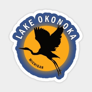 Lake Okonoka in Michigan Heron Sunrise Magnet