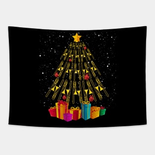 Funny Christmas Trombone Player Gifts Xmas Tree Tapestry