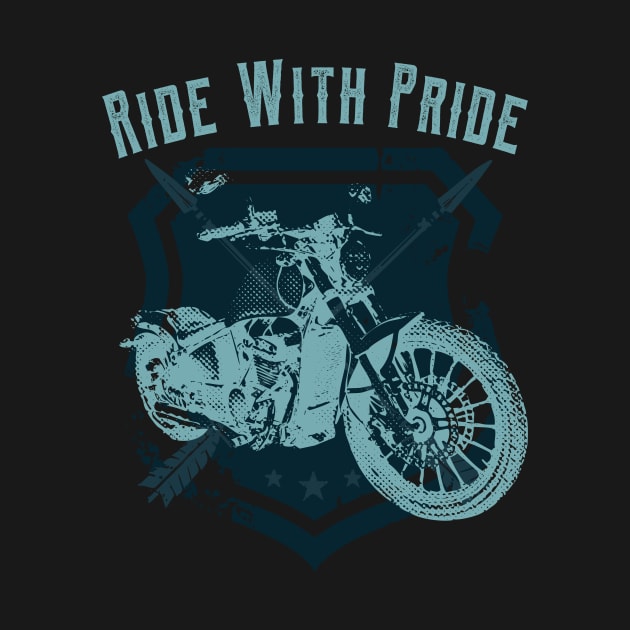 Ride With Pride Motorcycle Vintage Biker by Foxxy Merch