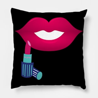 Lollipop red lips. Girly lipstick makeup candy Pillow