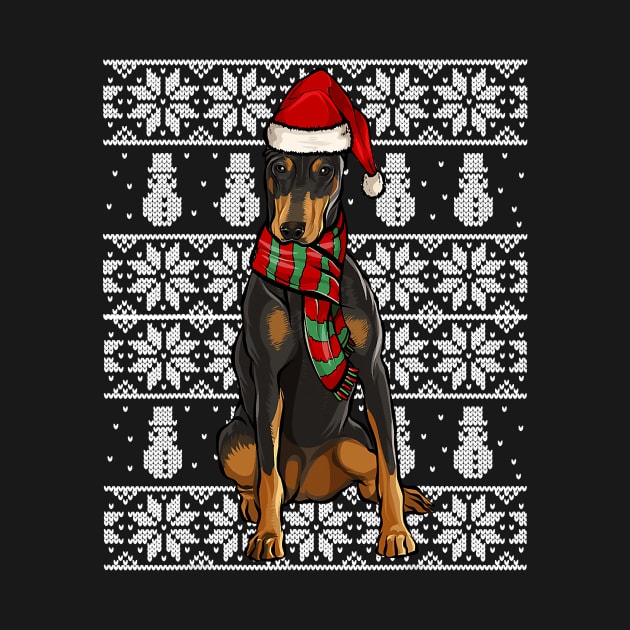 Santa Hat Doberman Pinscher Ugly Christmas by IainDodes