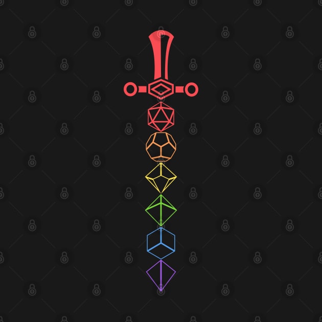 Rainbow Polyhedral Dice Sword by pixeptional