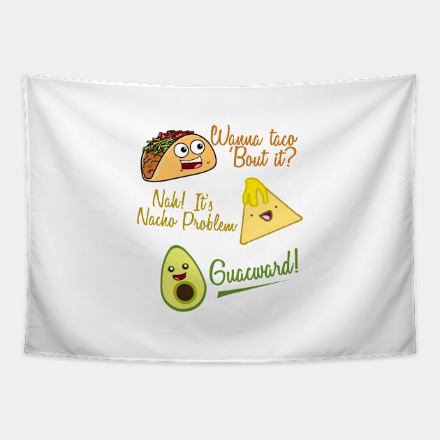 'Guacward Nacho Taco' Awesome Avocados Lover Gift Tapestry by ourwackyhome