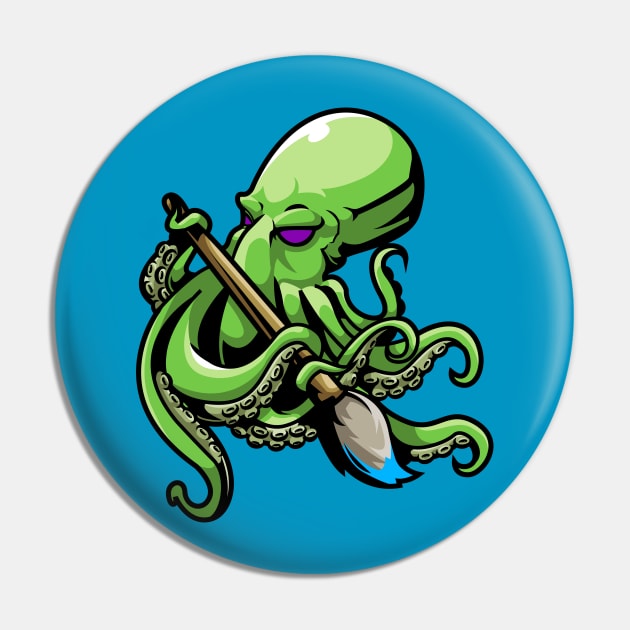 Octopus Artist Paintbrush Pin by letnothingstopyou