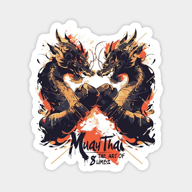 Muay Thai Boxing Dragons - The Art of 8 Limbs Magnet by emmjott