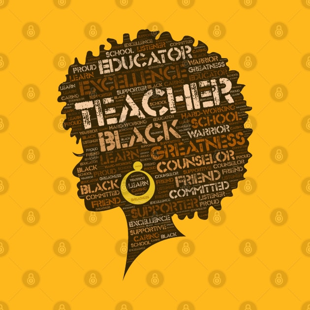 African American Teacher Afro Word Art by blackartmattersshop