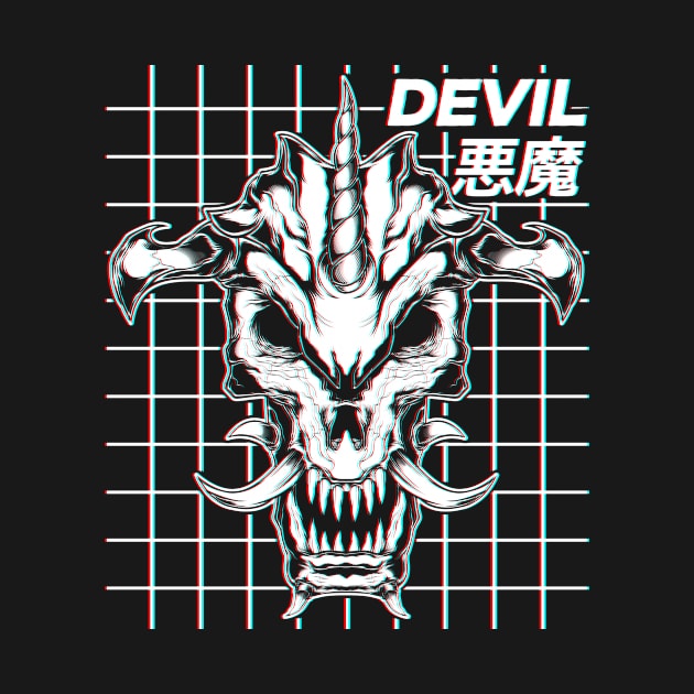 Devil Glitch Art Japanese Cybergoth Aesthetic by wbdesignz