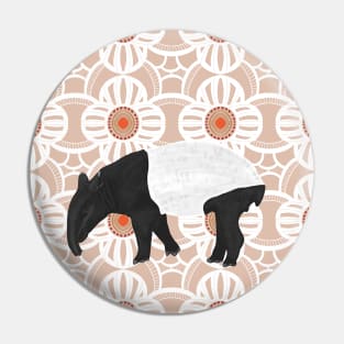 Tapir on Abstract Floral Pattern Pin