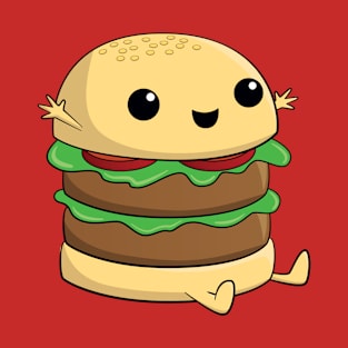 Cute, Kawaii, Cartoon Burger T-Shirt