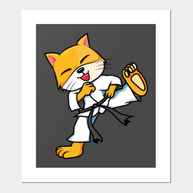 Karate Cat Cat Affiche Et Impression D Art Teepublic Fr