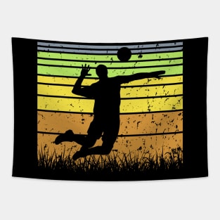 Travel back in time with beach volleyball - Retro Sunsets shirt featuring a player! Tapestry