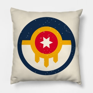 Retro Tulsa Oklahoma City Flag // Vintage Tulsa OK Grunge Emblem Pillow