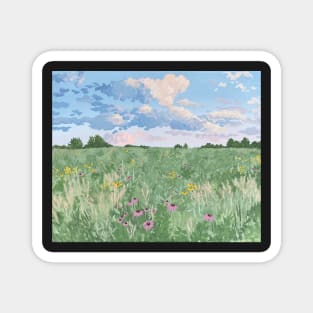 Cotton Sky Flower Field Magnet