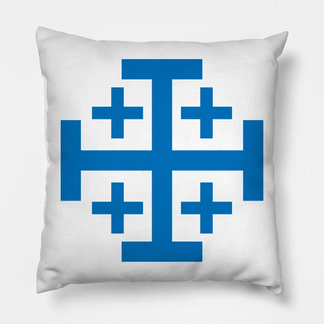 Jerusalem Cross (blue) Pillow by PabloDeChenez