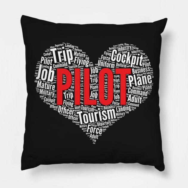 Pilot Heart Shape Word Cloud product Pillow by theodoros20